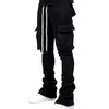 Herren gestapelt Jogger mit Pocket Street Wears Herren Jogginghosen Cargo Hosen Flare Hosen 2024 Winter Clohting Trackhose 240511