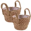 Vases 2 Pcs Straw Flower Pot Ornaments Storage Basket Dry Cattail Bride Clothes Laundry