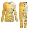 Vêtements de nuit pour femmes Gustav Klimt Pajamas Portrait d'Adele Pyjama romantique Set Womens 2 Pièces Casual surdimensionné d'anniversaire surdimensionné