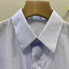 DUYOU Embroidered Dog Blue Striped Cotton Poplin Mens Designer Shirts Long Sleeve Men Work Shirt Casual PARIS Brand Clothing