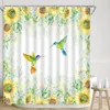 Shower Curtains Spring Curtain Floral Hummingbird Butterfly Farm Plank Vine Watercolor Botanical Leaves Modern Home Bathroom Decorations