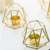 Kaarsenhouders Noordse metalen kandelaar Rose Gold Holder Creative Hexagon Stand Huishouden Prachtig licht Luxury Candelabra Decor