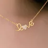 Luxus Herzliebe Halskette Designer für Frau Party 925 Sterling Silber Anhänger 18K Gold Buchstaben Diamant Halsketten Schmuck Damen Freund Valentinstag Geschenkbox