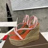 Sandalista sandalo sandali sandali di espadrille cuneo scarpe da sposa scarpa da sposa con scatola 564