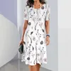 Casual Dresses Plus Size Summer Women's Sexy Dress Holiday Round Neck Loose Kjol Elegant A-Line Evening