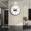 Настенные часы панда часы теплые дома, украшение гостиной, простой круговой висящий искусство wstch для ребенка тихий мультфильм