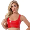 Frauen sexy wetlook glänzend Leder Push Up BH für Sex erotische Heiße Porno Tops Bodycon Damen glänzende Latexformingscheide Weste Sexi CatSuit Kostüme