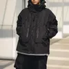 メンズジャケット2024秋冬の韓国の日本の屋外機能防水マルチポケットフード付き男性品質カーゴコートY2Kカジュアルメン