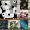 Duschgardiner Vattentät badrumsväxt lämnar Blomma gardin 3D -tygdekor med krokar stor storlek 240 180 cm badskärm