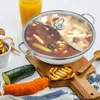 Double chaudière induction shabu pot à deux saveurs avec diviseur de casserole de canard mandarin couvercle en verre en verre en acier inoxydable