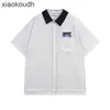 Rhude high-end designer kleding voor 2024 Meichao Nieuwe lente/zomer verticale streep poloshirt geborduurde letterzak met korte mouwen T-shirt met 1: 1 originele labels