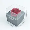 Fleurs décoratives Red Purple Pink Silk Rose Boîte cadeau avec 100 langues Je t'aime Collier pour mère petite amie Birthday Valentins Days