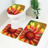Bath Mats Red White And Yellow Floral Pattern Bathroom Non-slip Carpet Floor Mat Toilet Seat Super Soft Absorb Water