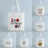Sacchetti per la spesa sacca per studenti borse femminile in stoffa da donna eco -spalla con fiori di rosa stampa tela shopper riutilizzabile