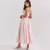Casual Dresses Ming Xi Fashion Summer 2024 Pink Strapless Long Dress Elegant Flare Corset Women's Clothing