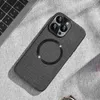 Carga inalámbrica Magsafe compatible, estuche magnética de textura de tela de tela a prueba de choques para iPhone 15 Pro Max 14 13, portada mate