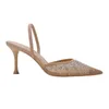 Sommar High Traf Women Heeled Fashion Mesh Rhinestone Slingback Pumpar Elegant Woman Sandals Party Lady Shoes D