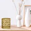 Candle Holders 1PC Vintage Nordic Iron Gold Geometric Hollowed Fragrance Cup Candlestick Party Home Table Decoration 2024