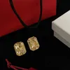 Ljusgul stor rhinestone studörhängen 18k guldpläterad mässingsmaterial ädla lyxörhängen designer smycken för kvinnor och flickor 2707
