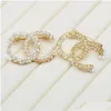 Broches broches 20 de concepteur de style Brooch Brand Lettres Diamond Pin Géométrique Luxury Femmes Crystal Rinestone Pearl pour célèbre fête Jewe OTGPM