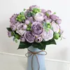 Decorative Flowers High Quality Artificial Peony White Pink Rose Bouquet Home Wedding Decoration Fake Craft Living Room Arrangement