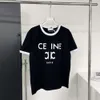 Designer Luxury Celins Classic Spring/Summer 2024 new trend Comfortable letter-print contrast round neck T-shirt slim American short-sleeved top