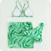 Dames badmode zomer mode groen zwempak sexy bikini set drie sets hangen nekpunttype