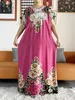 Abbigliamento etnico nuovo stile Muslim Lady Summer Short Slve Dress Shve Stampa floreale rosa Colorful Boubou Maxi Islam Donne Dress Abaya African Abaya Abiti T240510