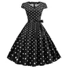 Casual jurken polka dot print zomerjurk korte mouw met boog jaren 1950 huisvrouw avondfeest prom elegante vintage damesgewaad