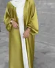 Etniska kläder Xuerry Wholesale Ramadan Eid Fashion Silky Satin Muslim Abayas Robe Abaya Elegant Kimo Women bär Lslamiska muslimska Robes T240510