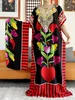 Etnik Giyim En Yeni Müslüman Partisi Elbise Kadınlar İçin Eşarplı Gevşek Dshiki Maxi Robe Femme Musulmane Afrika Sequnise Baskılı Çiçek Abaya T240510