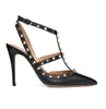 Diseñador Tacón alto Vt Sandal Sandal Spark Store Store Roman Studs Black Nude Strip Rivets para mujer Stiletto Block Heel Sandal Fiesta de boda Zapatos