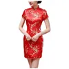 Lässige Kleider Vintage Old Shanghai Cheongsam Frauen elegante Mandarin -Kragen Chinesisch Kurzkleid sexy Bodycon Party Qipao Vestidos