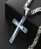 Colliers pendants Bleu Silver Cross Men Collier en acier inoxydable Bijoux d'amitié