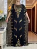 エスニック服2023夏の短いSlveドレスコットンゴールドスタンピングBoubou Maxi Islam Women femmeドレス