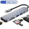 USB HUB 3.0 Tipo C Hub 7 in 1 Adattatore multiplotter OTG Stazione di docking pratica ad alta velocità universale per Xiaomi Lenovo MacBook Pro 13 15 PC Accessori per computer