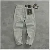 Men's Jeans Light Stretch Casual For Men Nostalgic Slim Straight Tube Ripped Patch Decadent Small Feet Denim Pants Trend