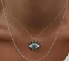 S2224 Fashion Jewelry Double Layer Evil Eye Pendant Necklace Rhinstone Blue Eyes Choker Necklaces7119558