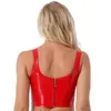 Frauen sexy wetlook glänzend Leder Push Up BH für Sex erotische Heiße Porno Tops Bodycon Damen glänzende Latexformingscheide Weste Sexi CatSuit Kostüme