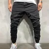 Men's Pants Men Sweatpants Anti Pilling Solid Color Sports Casual Trousers Ribbed Ankle Shrink Resistant Fitness Clothing