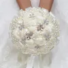 Fleurs de mariage 2024 ruban de perles beaux époux de fleur de bouquet tenant blanc 18 cm pour