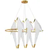 Nordic Gold Vogel Käfig Anhänger leichte Wohnzimmer Schlafzimmer Origami Vogel Licht Küche Hanging Lampe Esszimmer Papierhaus Armaturen