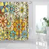 Duschgardiner Yomdid 1/4st Bright Flower Printed Curtain Set Polyester Bath med krokar Perfekt för badrum och partitionsdekor