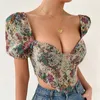 Fransk retro tät montering korsett topp bärbar sexig blommig tät montering korsett bustier skurna toppväst spetsar topp kvinnor blommor väst form gata kläder 240508