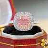 Cluster Anneaux 925 Silver Ring Female Tone Shake Explosive Diamond Diamond Luxur Sac Full Sac Fleur Bijoux de mariage