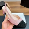 Dames slingbacks jurk schoenschoen slip op sandalen ontwerper dikke hakken 6,5 cm/2 cm met strass slides meisjes buiten strandschoen laiden klassieke roze paarse muilezels