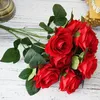 Fleurs décoratives 10 têtes de mariage rose artificielle tenant un vrai bouquet de faux fleurs pour la décoration de jardin à la maison