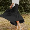 Jupes jupe féminine élégante taille haute lin élastique plissée longues dames slim décontractée une ligne 2024 été