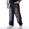 Jeans vintage de streetwear Hip Hop Oversize Black Wide Legal Jeans Pants Jeans Jeans calças para homens Diário Roupa Classic Straight Tamanho 30-46