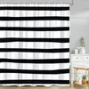 Duş Perdeleri Siyah ve Beyaz Desen Perde Geometrik Modern Stripes Yağmur Damlaları Eğlenceli Minimalist Polyester Kumaş Banyo Dekor